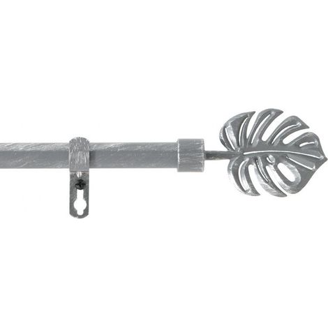 Homemaison – Tringle à rideau décorative Tropical – Longueur 120/210 cm – Métal gris – Diamètre 1,9 cm – Embouts originaux pour décoration intérieure