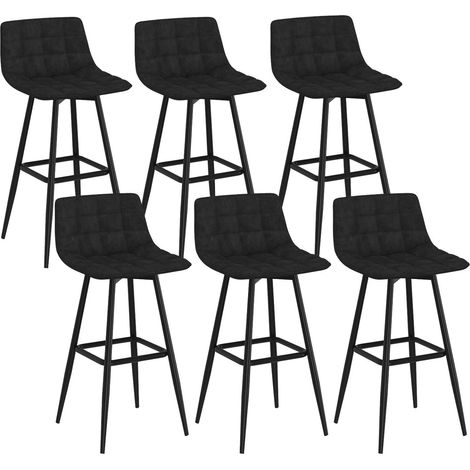 Set di 6 sgabelli da bar MADY in velluto nero