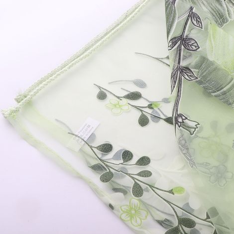 Rideaux en tulle imprimé tulipes 100 x 200 cm, voilage vert, pour balcon ou fenêtre. (1/5)