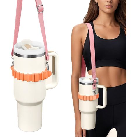 Portabotellas con correa para el hombro para accesorios de botellas de agua, correa ajustable para el hombro, compatible con Stanley Tumbler, Ow-ala, Hydroflask, YE-TI, etc. (1/5)