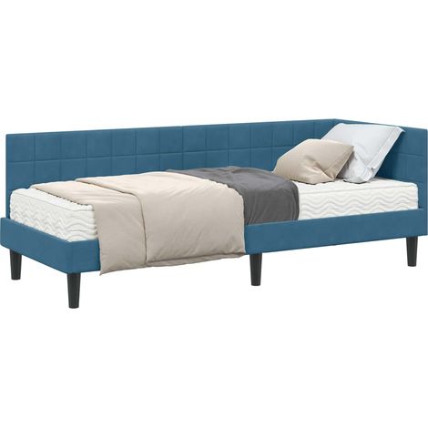 Maison Exclusive - Struttura Letto Angolare con Materasso 2 pcs Blu Velluto (1/5)