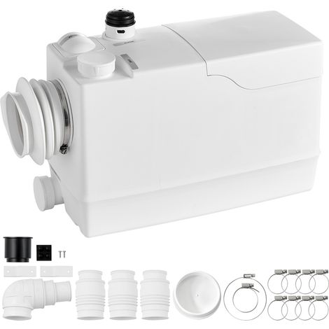 Mophorn Broyeur WC 800 W 200 L/min avec une capacité de levage de 10 m. Compatible avec toilettes à raccord latéral et doté de 4 entrées pour une évacuation simultanée (1/5)