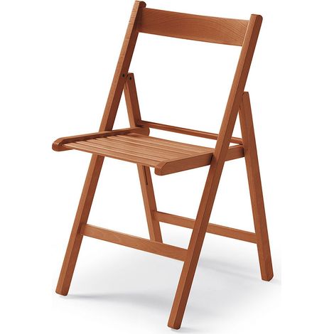 Chaise pliante en bois de cerisier – Structure en hêtre massif – Finition conforme EN 12520:2015 – Dimensions pliée 87x7cm (1/2)