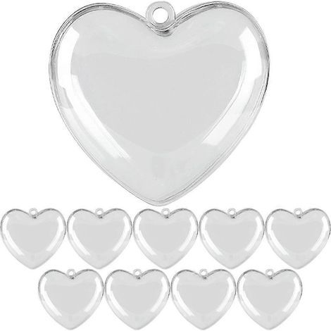 Set mit 10 transparenten, herzförmigen Kugeln zum Befüllen von Geschenkboxen. – 5 x 5 cm – Transparent (1/4)