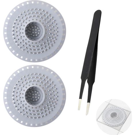 2pcs Filtre Cheveux,Silicone,Maillage 1.5mm,Ventouses,Douche,Baignoire