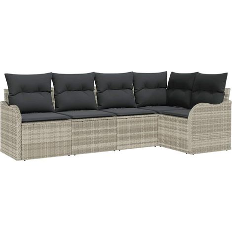 Maison Exclusive - Gartensofa-set mit Speicher 5 pcs Hellgrau Pol