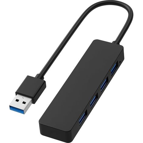 Hub USB 3.0, 4 Ports Multiprise USB, Data Hub 4 Ports USB 3.0 Ultra Fin, Compatible avec XPS, Clavier Souris, Ordinateur Portable, clés USB, disques durs Portables et Bien Plus Encore