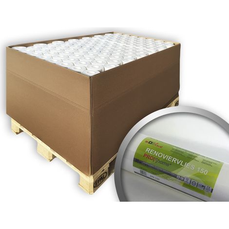 Renoviervlies PROFHOME 150 g Malervlies Anstrich-Vlies glatte überstreichbare Vliestapete weiß 1 Pal. 1500 qm 80 Rol.