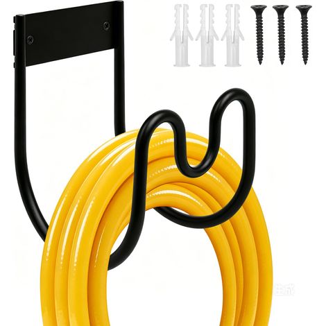 Support de tuyau mural – Support de tuyau d'arrosage robuste en acier allié, suspension de tuyau d'arrosage pour mur, polyvalent pour câbles et tuyaux CPAP, résistant aux intempéries, 1 pièce (1/4)