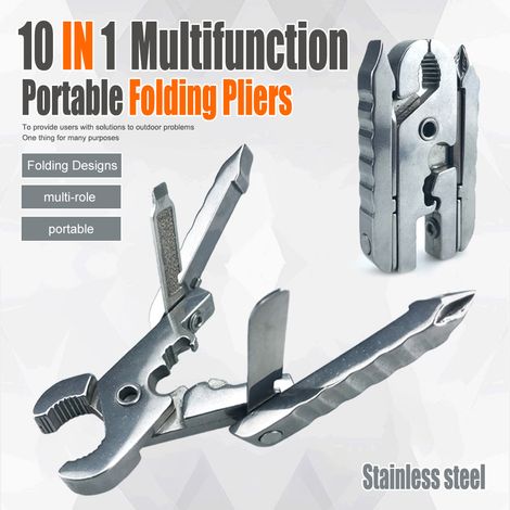 Pince Multifonction 10 en 1 Pliable - Acier Inoxydable, Porte-clés avec Tournevis - Outil EDC & Outdoor (1/5)