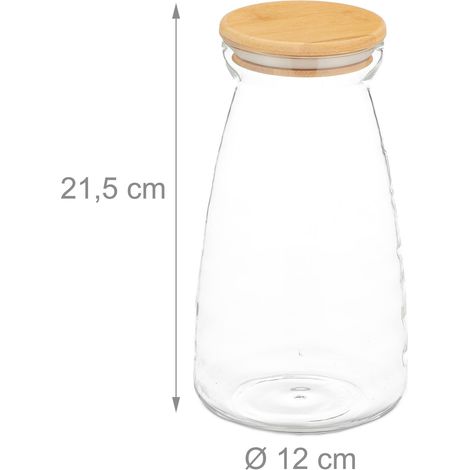Set di 3 barattoli rotondi di conservazione cucina design elegante 1400 ml in vetro trasparente 130013099
