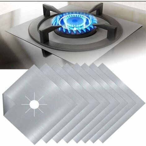 8Pcs Plaque de Cuisson à Gaz Protection en Téflon Argent Plaque Cuisson Gaz Protection Gaziniere Gaz Protection Cuisinière à Brûleurs Gaz Protection Anti-Corrosion Anti-adhésif pour Cuisine a (1/4)