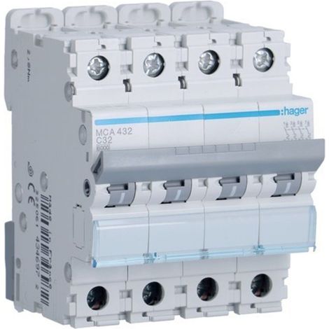 HAGER MCA432  Disjoncteur courbe M-C 6kA 4P 32A
