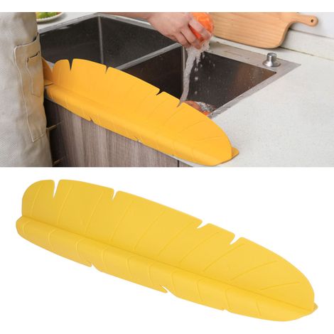 Pare-éclaboussures de cuisine en feuille de bananier, ventouse anti-éclaboussures pour évier et plan de travail, plaque de rétention d'eau, cloison jaune pour laver les légumes et la vaisselle. (1/5)