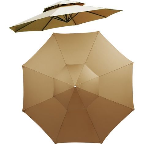 AIDUCHO Parasol de Terrasse de 3 M, Auvent de Rechange pour Parapluie D'extérieur à 8 Baleines, Dessus de Parasol de Table de Marché, Auvent en Tissu Imperméable pour Parasol pour(marron 8 côtes) (1/5)
