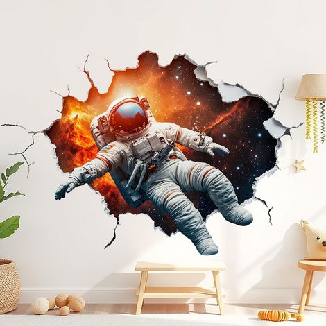 Sticker mural espace, sticker mural pour chambre d'enfant, garçon, chambre d'adolescent, papier peint galaxie, décorations murales et de portes personnalisées, autocollant, imperméable, planète