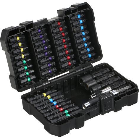 45-teiliges Bohrer-Bit-Set, Schraubendreher-Bit-Set, Schlagschrauber-Bit-Set für Holz, Metall, Stahl und Sicherheits-Schraubendreher-Bits für Elektrowerkzeuge mit Koffer, 45-teilig (1/5)