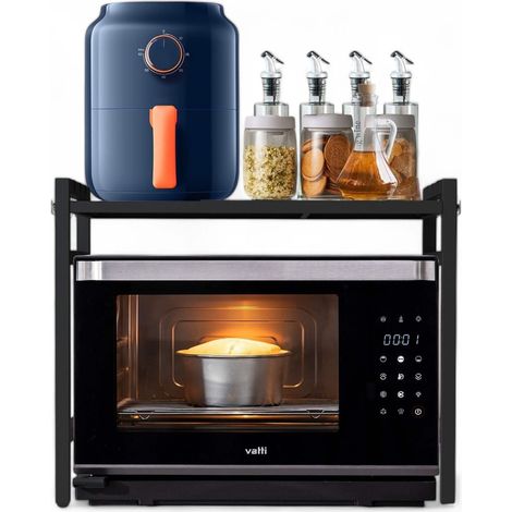 DanDiBo Verstellbares Küchenregal für Arbeitsplatte Schwarz Stehend 2 Stufig 40-64 cm Regal Küche 96613 Standregal (1/5)