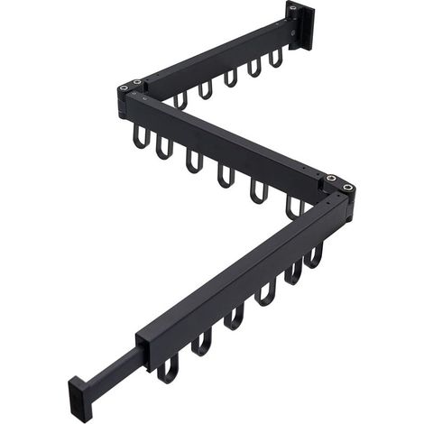 Tendedero de ropa extensible de 3 niveles para pared, ideal para balcón y baño, color negro, plegable. (1/5)