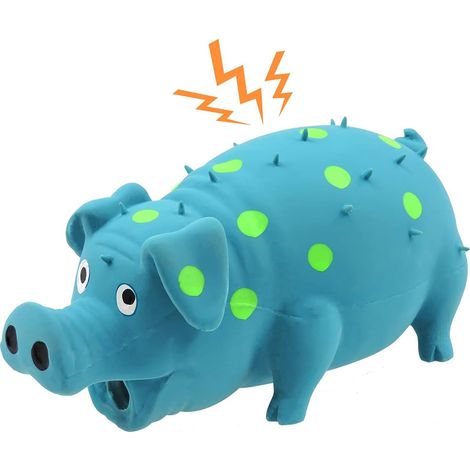 Quietschspielzeug für Hunde, gepunktetes Latex-Kauspielzeug mit Quietschgeräusch, grunzendes Schweine-Hundespielzeug, langlebig, 20 cm, Quetschspielzeug für Hunde zum Zähneputzen, Beißen und Jagen geg