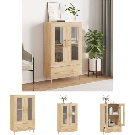 Stauraum - vidaXL Highboard Sonoma-Eiche 69,5x31x115 cm Holzwerkstoff - Glas (1/5)