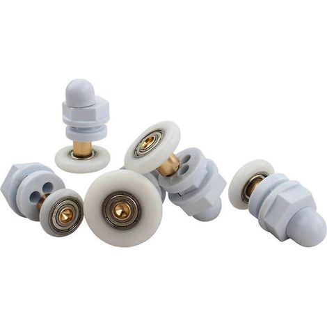 Ensemble de 4 roulettes pour porte de douche coulissante sans cadre avec support chromé, glissement en douceur, 3/4 po (1/5)