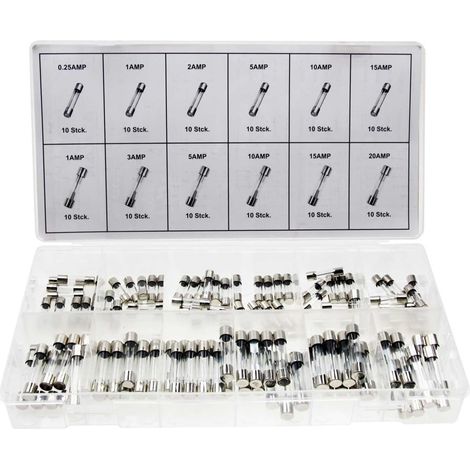 Glassicherungen Sortiment 120 Stück 5 x 20 und 6,3 x 32 mm 0,25 bis 20 A (1/2)