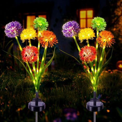 Lumière Solaire Jardin, 2 Pièces Fleur Pissenlit Lampe Solaire Extérieure pour Décoration de Jardin Patio, Mariage, Noël, Pelouse, Terrasse