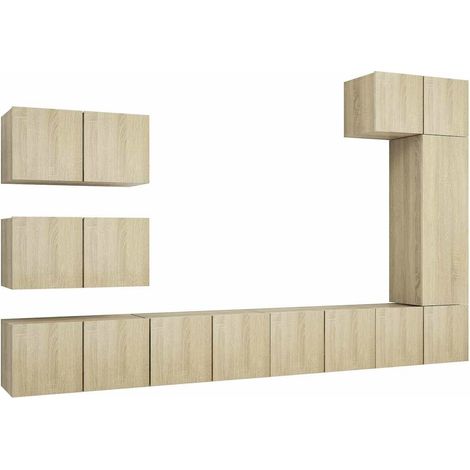 Maison Exclusive - 8-tlg. TV-Schrank-Set Sonoma-Eiche Holzwerksto (1/5)