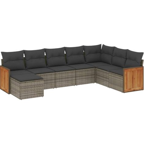 Maison Exclusive - 8-tlg. Garten-Sofagarnitur mit Kissen Grau Pol
