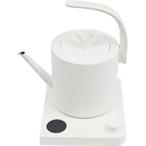 Bouilloire électrique en acier inoxydable 1 l avec col de cygne - Écran LED - Choix de la température de 40 à 100 °C et fonction maintien au chaud - 1000 W - Pour thé, café - Blanc