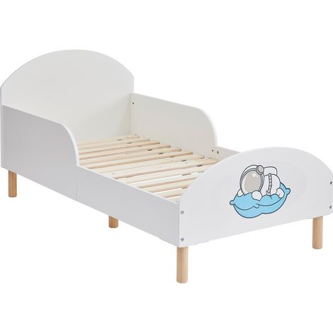 Kids Toddler Bed Frame with Space Decal - L144 x W74 x H68 cm - White