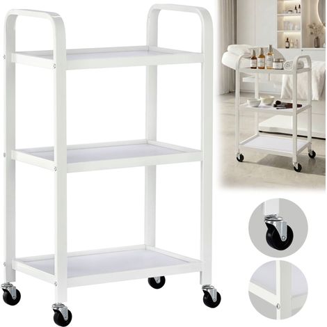 Carrello Calis, tavolo da parrucchiere, centro estetico, carrello da salone su ruote (1/2)