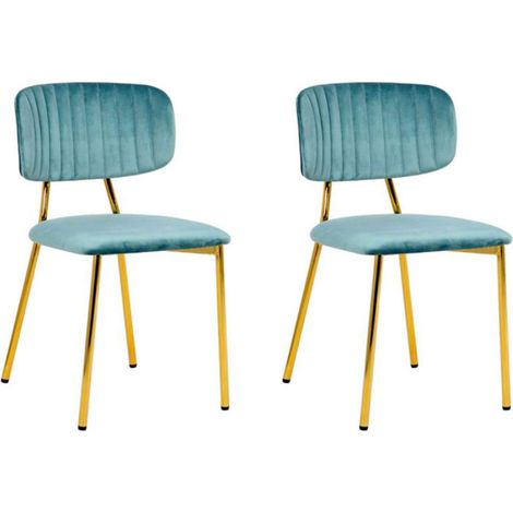 Lot de 2 Chaises en Velours "Kian" 80cm Menthe (1/5)