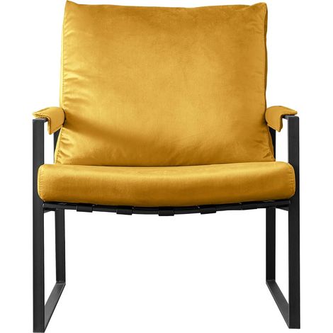 Lounge chair with welcome cushion for living room, office, dining room (yellow) (1/5)