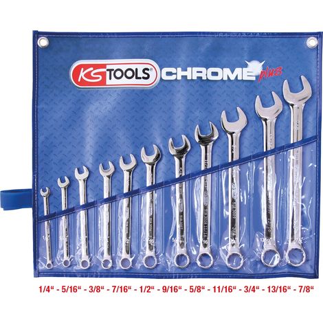 KS Tools CHROMEplus Ringmaulschlüssel-Satz, abgewinkelt, 11-tlg Zoll