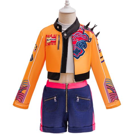 Costume da cacciatore di streghe Rumi per bambini, set di tre pezzi, maniche lunghe, arancione, 130 cm (1/4)