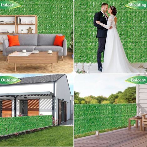 keenso Panneau Mural en Herbe Artificielle PE 120x40 Pouces Fond Verdoyant pour Intérieur et Extérieur Décoration Haie Vert (1/5)