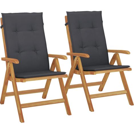 Maison Exclusive - Sillas de jardín reclinables y cojines 2 uds madera maciza teca (1/5)