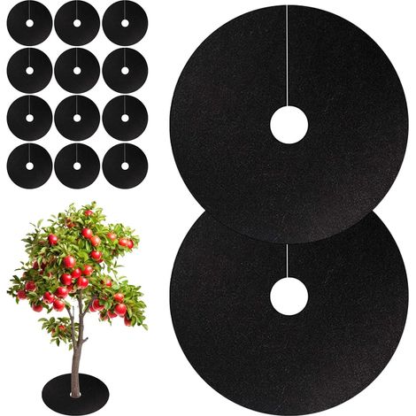 12PCS 52cm Toiles De Paillage Noir, Non Tissés Disque De Paillage Jardin (1/5)