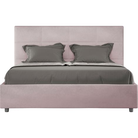 Letto matrimoniale e rete 160x190 in microfibra glicine Mika (1/4)