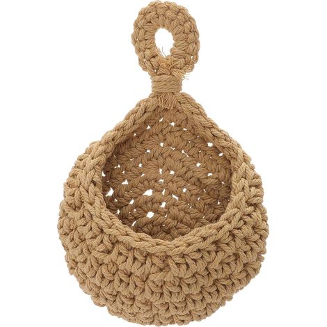 Panier suspendu décoratif HANABASS pour fruits et légumes, corde en coton tressé, marron (1/5)