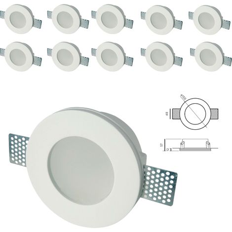 STOCK n.10 Portafaretti In Gesso Ceramico ad incasso Diametro 150 con Vetro 40W GU10 IP20