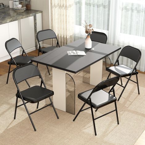 Lot de 6 Chaises Pliantes Chaises de Salle à Manger Portables Cadre en Acier 45 X 46 X 78 Cm (1/5)