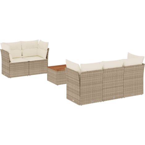 Maison Exclusive - Set Divano da Giardino 6 pz con Cuscini Beige in Polyrattan (1/3)