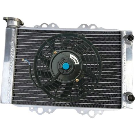 Radiador de aluminio, ajuste personalizado para modelos KFX450/KFX450R, rendimiento de refrigeración mejorado, construcción soldada con TIG, acabado pulido espejo. (1/5)