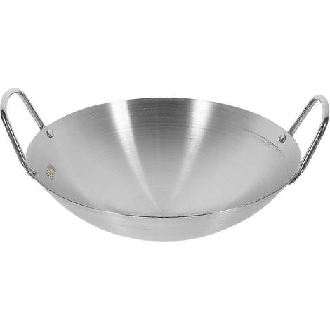 Wok/poêle à frire à fond rond en acier inoxydable de grande capacité (1/5)
