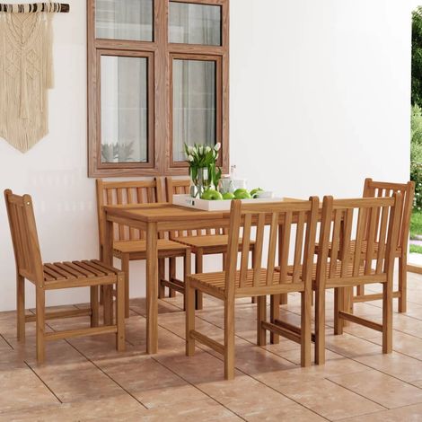 7-teiliges Garten-Ess-Set 140 x 80 cm Massivholz Teak