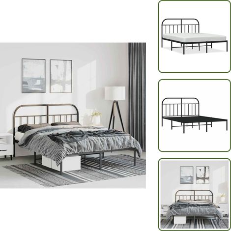 Letto con supporto schiena - vidaXL Giroletto con Testiera in Metallo Nero 135x190 cm - Letto con spazio sotto