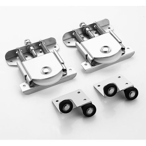 Ensemble de 2 roulettes pour porte coulissante de placard avec rails et guides (1/4)